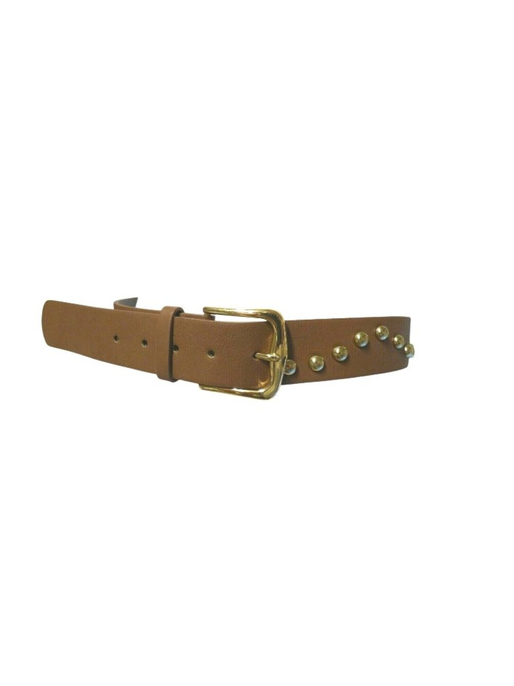 Kenneth Cole Reaction Women’s Rivet embellished 2.5”leather belt, Brown, Sz. M